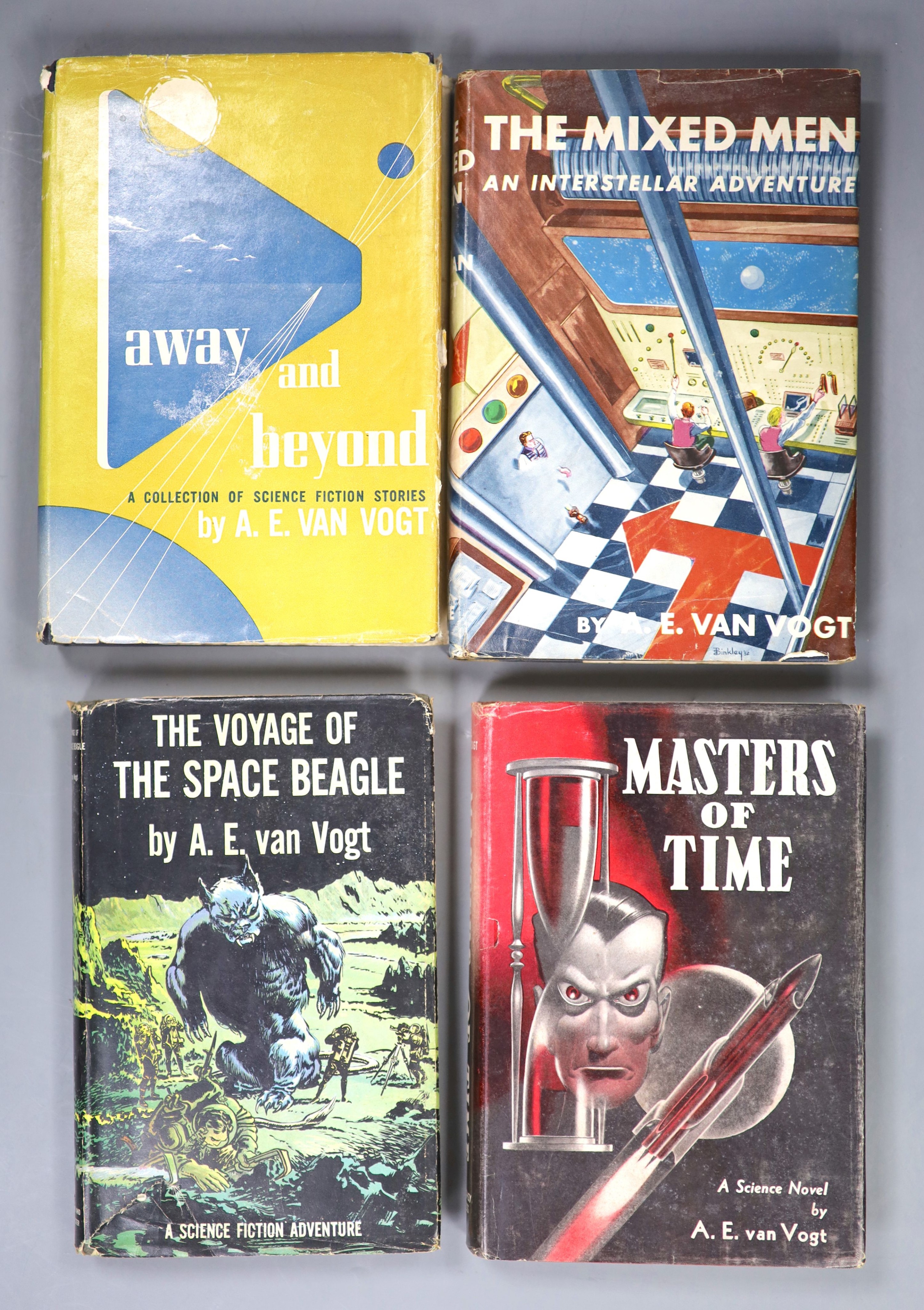 Van Vogt, Alfred Elton - Seven works - Slan, 1st edition, with unclipped d/j, Sauk City, 1946; The Book of Ptath, 1st edition with unclipped d/j, Fantasy Press, 1947; The World of A, 1st edition with unclipped d/j, Simon